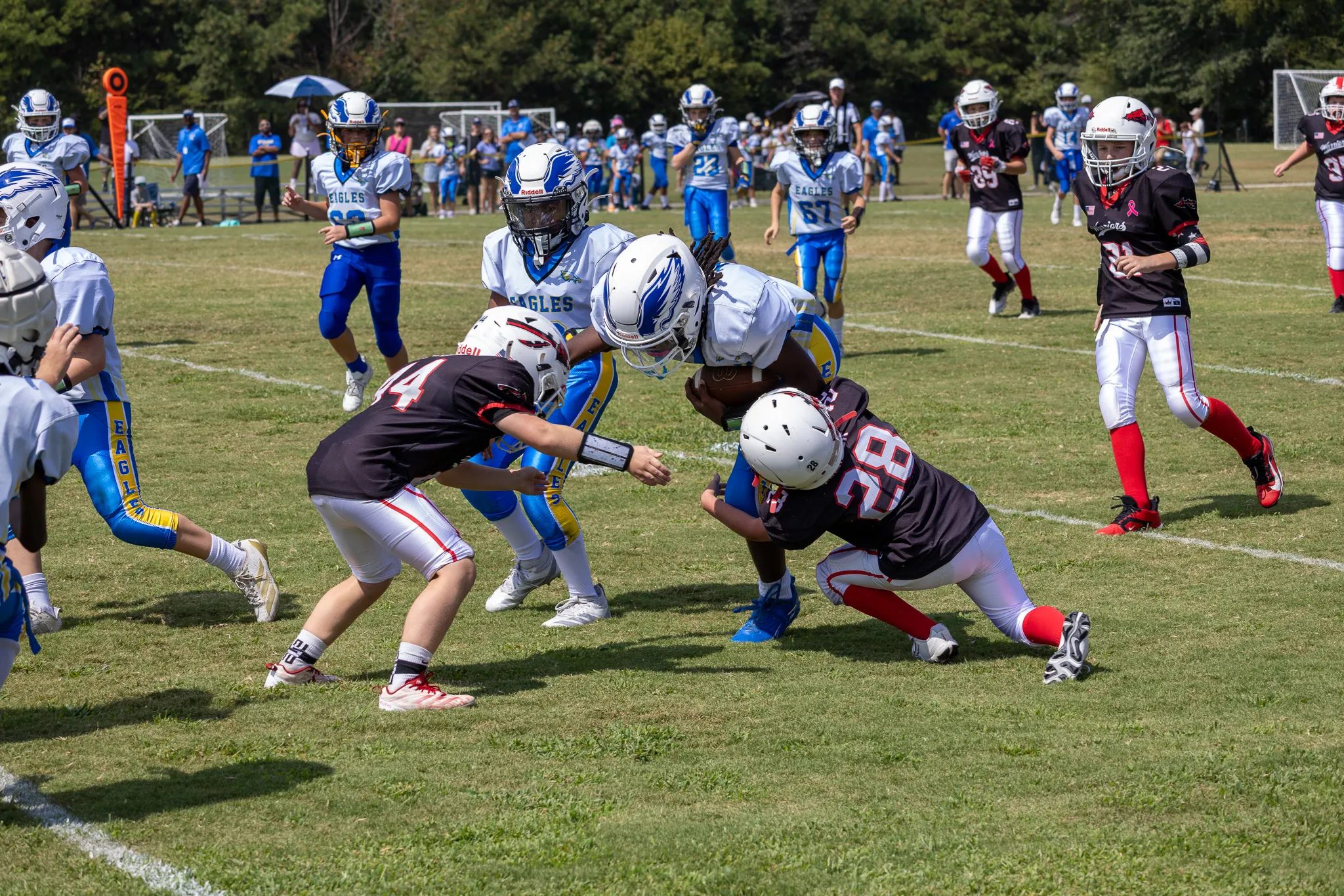 Football player getting tackled